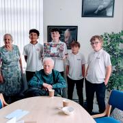 Students from Thornden School with residents at Brendoncare