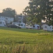 Six caravans have been spotted on a field in-between Green Park and Mansel Park.