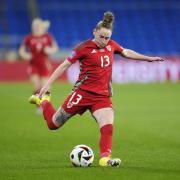 Wales' Rachel Rowe during the UEFA Women's Nations League, League A, Group A4 match at Cardiff City Stadium.