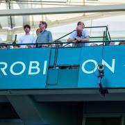 A spectator at an ATP event in Halle was hit by a falling advertising banner (David Inderlied/dpa via AP)