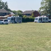 The traveller camp at Fryern Recreation Ground