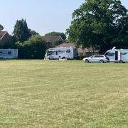 The traveller camp at Fryern Recreation Ground