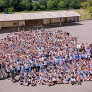 Bitterne Park Primary School's whole school photo after being graded outstanding by Ofsted.