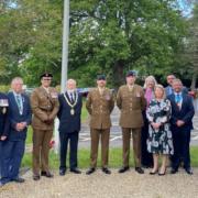 Some of the council’s Armed Forces veteran employees attending the VE day flag raising on 8 May 2025 at Appletree Court, Lyndhurst