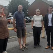 From left to right: Hannah Mary from Happy Bean Coffee Bar, Simon Beer from Bridge Gallery, Caroline French from W. J. French & Son, and Jonathan Clegg from Hunters Estate Agents