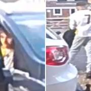 A woman had to come out of her house in the early hours of the morning to pull an alleged thief out of her car.