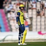 James Vince during the Men's Vitality Blast match between Hampshire Hawks and Sussex Sharks at Utilita Bowl.