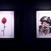 A set of artwork by Johnny Depp, including a painted rose dedicated to his daughter and a self-portrait are unveiled at Castle Fine Art in London before they go on sale (Matt Alexander Media Assignments/PA)