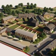 Aerial view of Burgate development, southern residential scheme with different style of houses c) Bright Space Architects