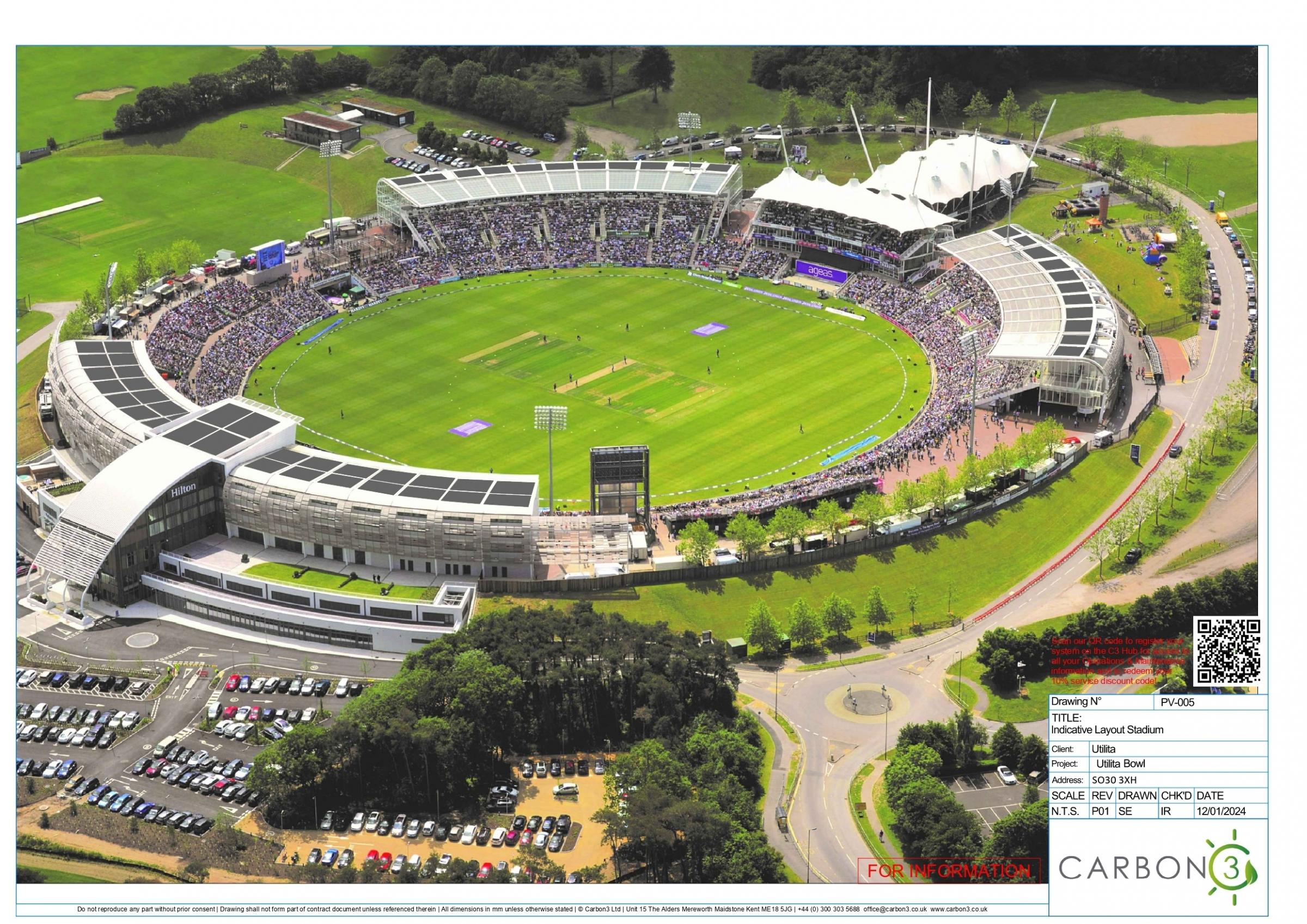 Solar layout. Utilita Bowl planning application