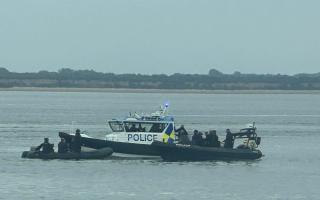 Police-boat activity seen in the water near Calshot