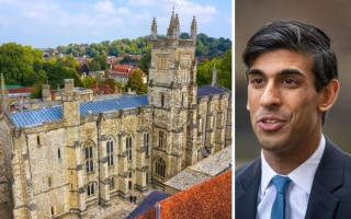 Left: Winchester College. Right: Rishi Sunak