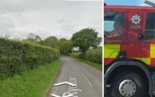 Ryedown lane and a fire engine (stock image and Google streetview