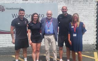 Tony Walton with staff at Noadswood School