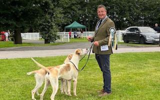 Simon Dunn, Huntsman at the Hampshire Hunt, with Saddle and Warrior.