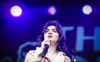 The Last Dinner Party lead singer Abigail Morris performs during the Leeds Festival 2024.Picture; Danny Lawson/PA Wire