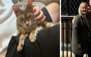 Ashley Whitcombe's cat Saffi, left, and the neighbour who found her, Alison Scanlon, right.