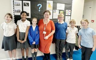 Science lead Emma Bocock with pupils