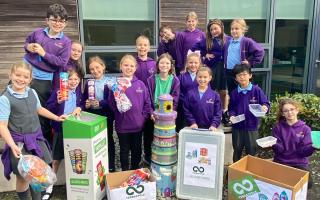 Eco Warriors from Wellstead Primary School with its Sistema® Food Storage Container and Reusable Bottle Free Recycling Programme collection box