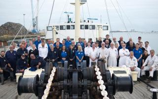 Volunteers aboard the Steamship Shieldhall, which provides pleasure trips in the Solent area every summer