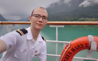 Tom aboard the Queen Mary 2