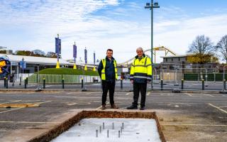 Richard Mancey and Lawrence Mancey showcasing the new solar panels