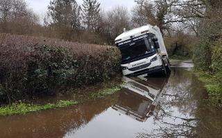 A bin lorry got stuck on Pauletts Lane on November 27.