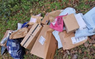 A pile of parcels and packages due to be delivered by Evri were dumped near a woodland in Chandler's Ford