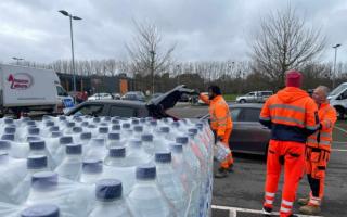 Three stations were set up by Southern Water to distribute bottled water to those hit by the outage