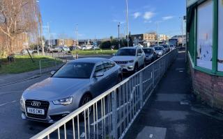 Traffic queuing for the bottle station at Asda, Totton.