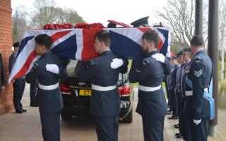 A Spitfire flew over and a guard of honour was held to celebrate the life of 103-year-old RAF hero Bryan Wardell.