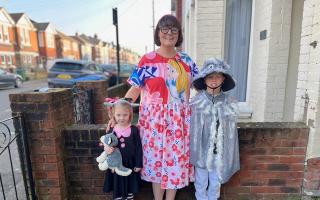 Eden, Katie and Jack Wolf all in handmade costumes for World Book Day 2025.
