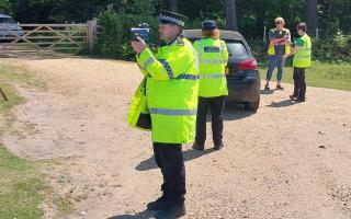Officers stopped seven cars speeding through the New Forest today.