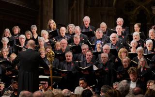 Romsey Choral Society perform under the spotlights at the Abbey.