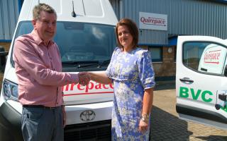 From L to R: Richard Pescott, Managing Director Quirepace, with Sara Gillett, Area Account Manager South for the One Toyota Business Team 
