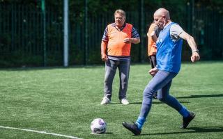 David Muskett playing walking football with the Dorset Parky Striders. He's taking part of the STEPS 2 trial