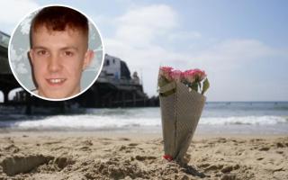 A floral tribute was left on the beach following the deaths of Joe Abbess,17, and 12-year-old Sunnah Khan in 2023