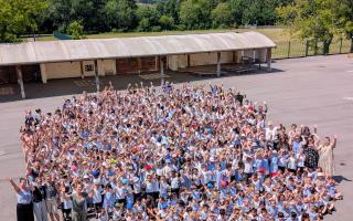 Bitterne Park Primary School's whole school photo after being graded outstanding by Ofsted.