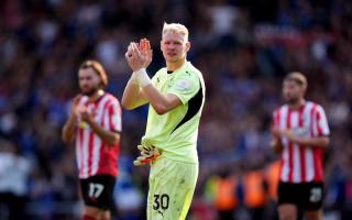 Southampton goalkeeper Aaron Ramsdale applauds the fans after a 1-1 draw with Ipswich