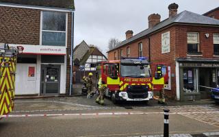Firefighters outside King John's House in February