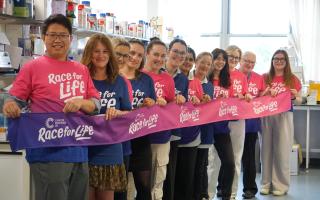 Cancer Research UK’s senior research nurse, Kerry Fitzpatrick (third from left) and her team at Southampton are urging people to join Race for Life and raise money for life-saving research.   